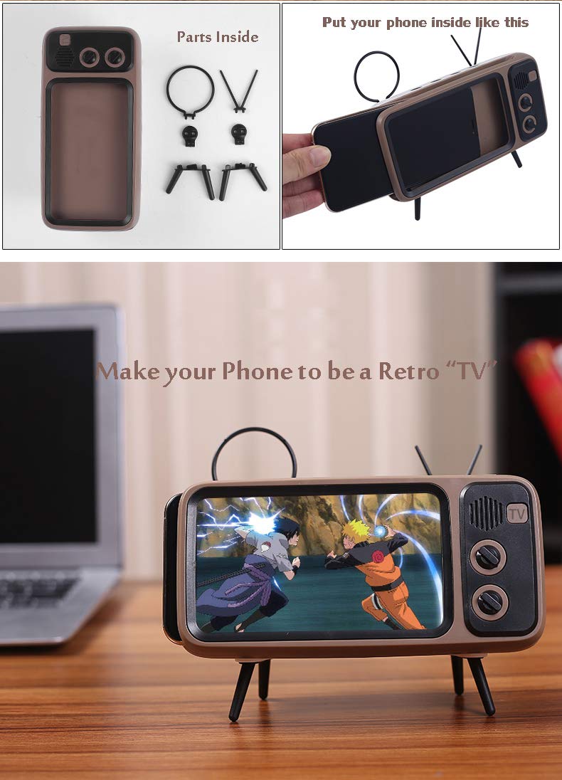UnnFiko Retro TV Style Stand Holder, Cartoon Desktop Bracket Desk Mount, Universal for iPhone Samsung (TV Gray) - Image 4